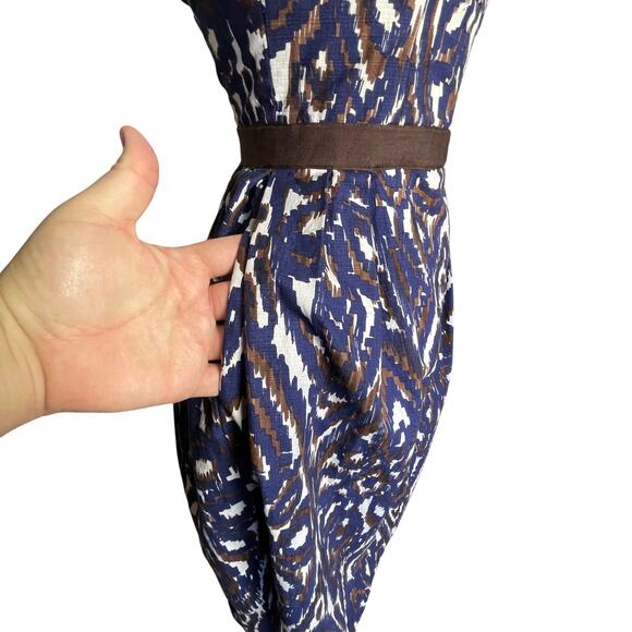 MILLY of NEW YORK Vintage Women’s Fit and Flare Navy and Brown Dress - Picture 5 of 8